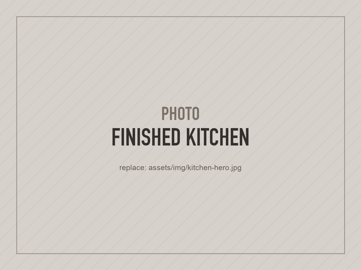 Placeholder photo: finished kitchen